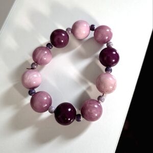 Purple Beaded Bracelet Polished Finish